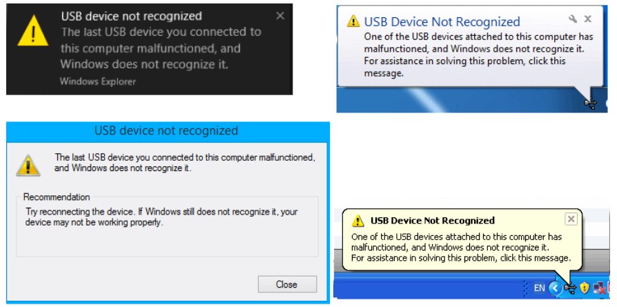 geeft melding USB apparaat is defect en wordt niet herkend