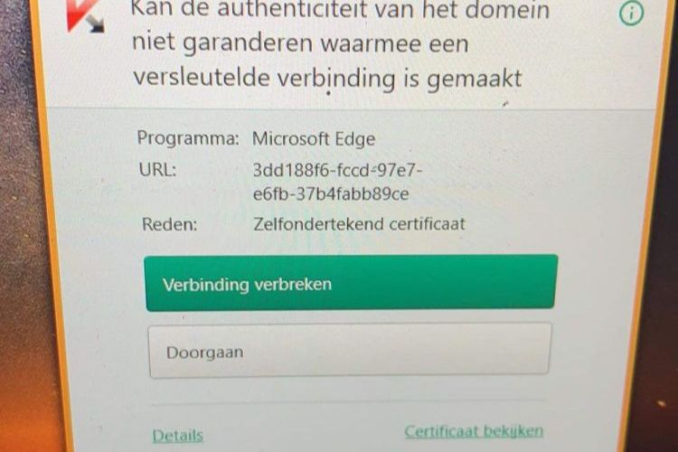 Kaspersky authenticiteit domein garanderen Microsoft Edge